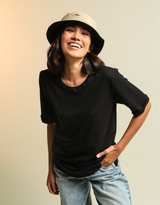 Tee-shirt Noir - coton bio Pima - Femme