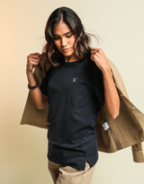 Tee-shirt Bleu Marino - coton bio Pima - Femme