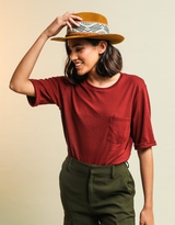 Tee-shirt bordeaux - coton bio Pima - Femme