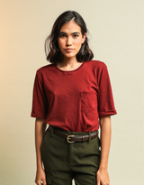 Tee-shirt bordeaux - coton bio Pima - Femme