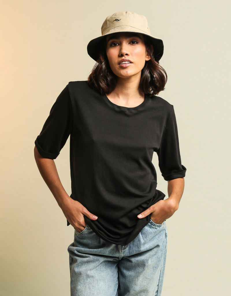 Tee-shirt Noir - coton bio Pima - Femme