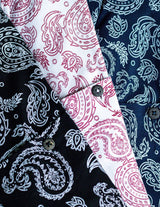 Chemise manche 3/4 unisexe Blanche Motifs & Inspirations Paisleys Renforcement tissu au niveau des épaules Logo Palasana brodé au dos Fabriquée de manière artisanale  produit PALASANA unique et certifié. chemises 100% coton pima bio certifiées GOTS et Commerce équitable.  100% Coton Pima, la "soie d'Amérique du Sud" Tissu en tissage jersey Soyeux, doux, confortable Made in Peru Valorisation des savoir-faire